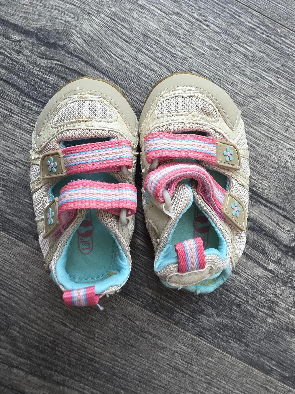 Baby Lil Tredz  Beige and Pink Strap Sneakers